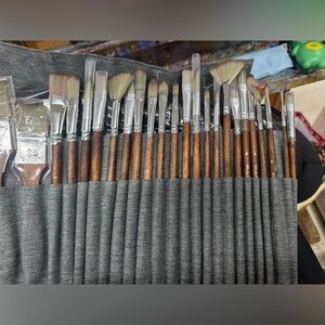 Fuumuui 24-Piece Paint Brush Set (Synthetic Bristles)